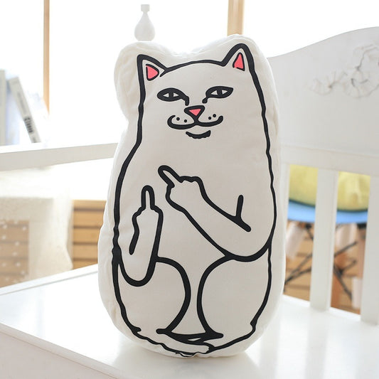 Middle Finger Cat Plush Pillow and Cushion Toy
