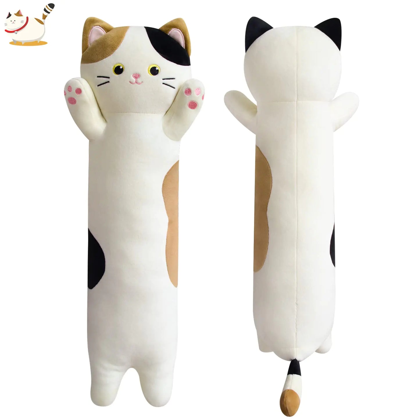LONG CALICO CAT PLUSH BODY PILLOW – Soft, Cozy & Kawaii