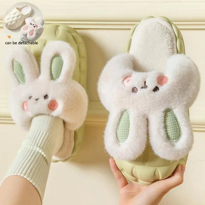CUTE RABBIT WINTER FUZZY SLIPPERS – Cozy, Washable & Adorable