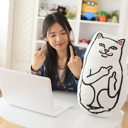 Middle Finger Cat Plush Pillow and Cushion Toy