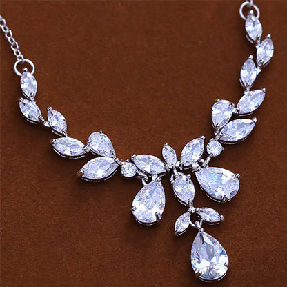 Bridal Zircon Necklace and Earring Set (Korean Style)