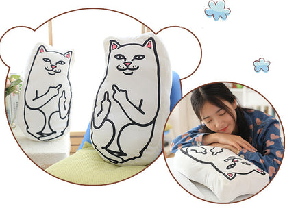 Middle Finger Cat Plush Pillow and Cushion Toy