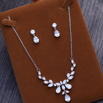 Bridal Zircon Necklace and Earring Set (Korean Style)