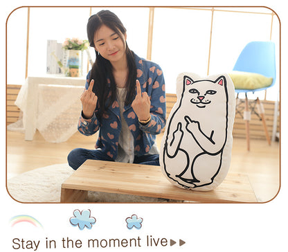 Middle Finger Cat Plush Pillow and Cushion Toy