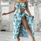 Floral Three-Piece Bikini Beach Dress Set