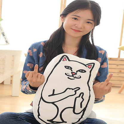 Middle Finger Cat Plush Pillow and Cushion Toy