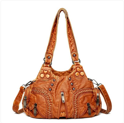 Trendy Messenger Bag - Washed Soft PU Leather Shoulder Bag
