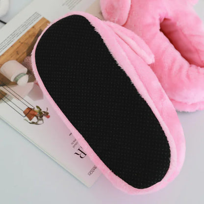 Flamingo Cotton Slippers for Women, Plush Warm Footwear