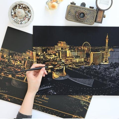 City Lights Scratch Art Kit – Reveal the Magic of a Vibrant Night City