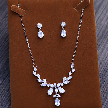 Bridal Zircon Necklace and Earring Set (Korean Style)