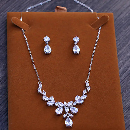 Bridal Zircon Necklace and Earring Set (Korean Style)
