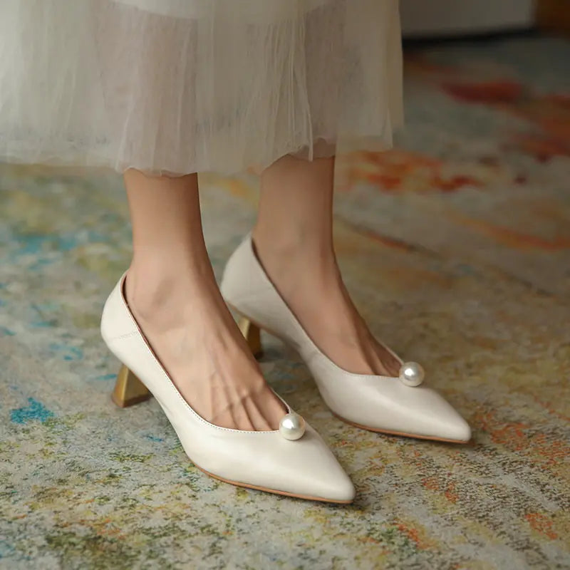 Pointed Thick Heel Shoes for Trendy Dating